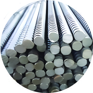 Steel TMT bars at a construction site